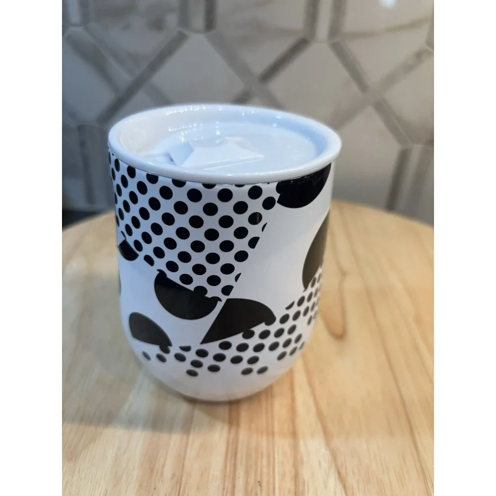 Corkcicle Monodot White Black Stemless Insulated Drinkware 12 OZ  NEW